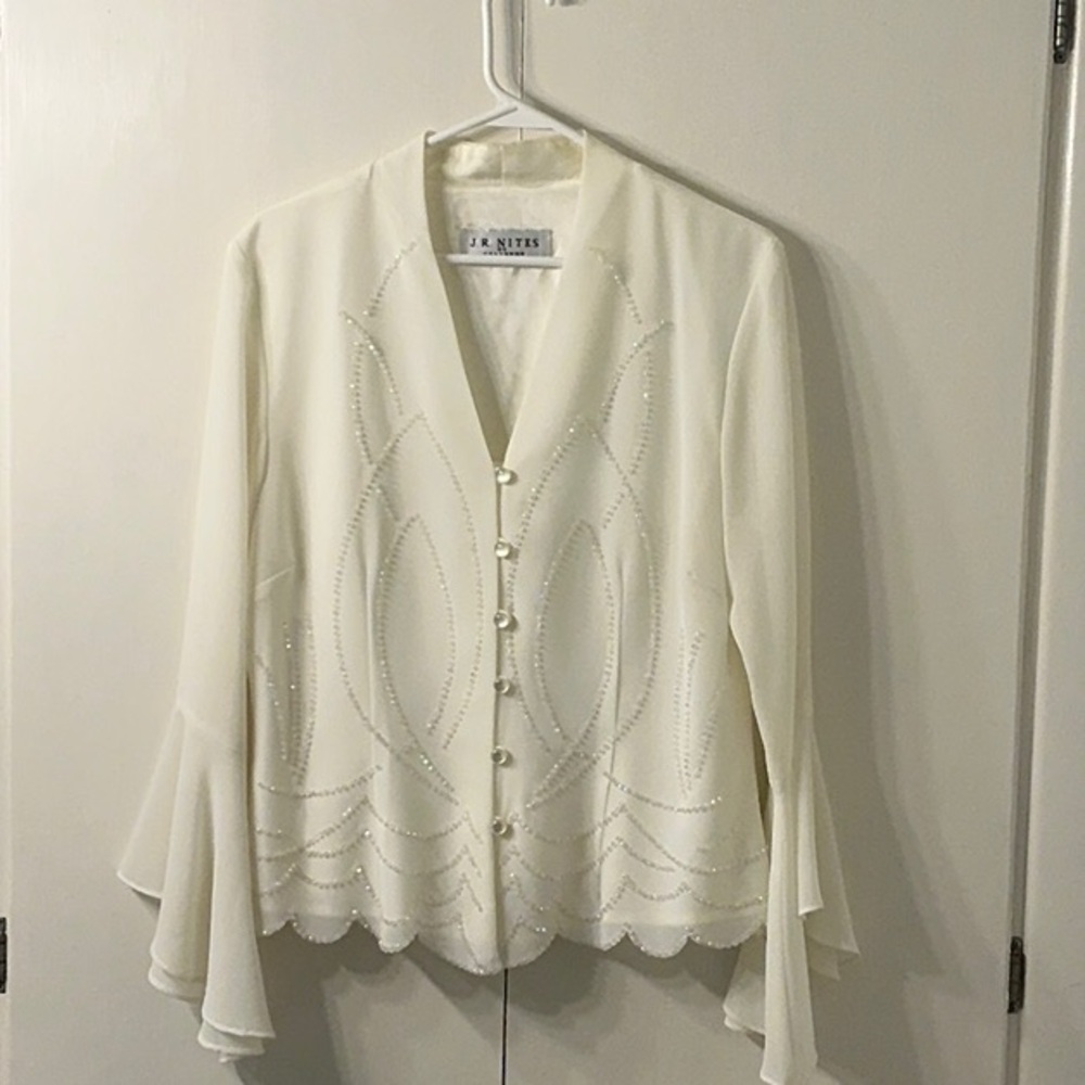 Cream Bell Sleeve Blouse with bell sleeves